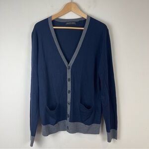 Saks Fifth Avenue Navy Blue Wool Cardigan Size Medium